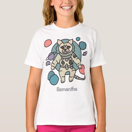 Astronaut minimalistische kat in de ruimte | Grapp T-shirt (Voorkant)
