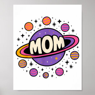 Astronaut Moeder Zonnestelsel Planeten Moederdag Poster