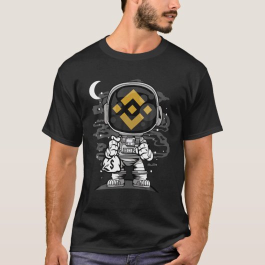 Astronaut Money Binance BNB Coin Crypto Token Wall T-shirt (Voorkant)