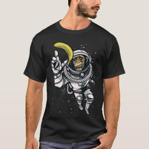 Astronaut Monkey Holding Banana Funny Animal Desig T-shirt