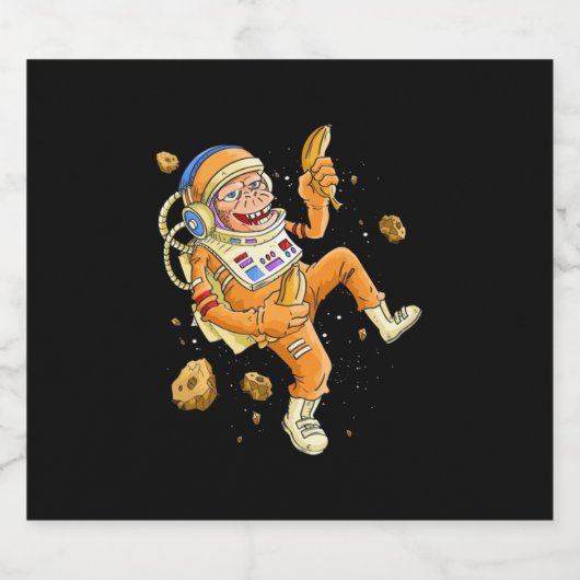 Astronaut Monkey Space Bier Etiket (Enkel label)