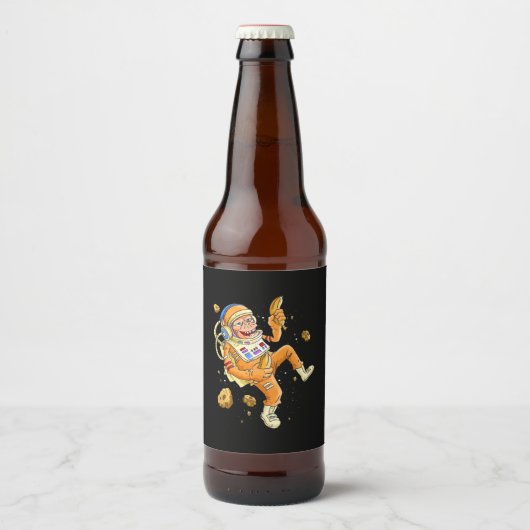 Astronaut Monkey Space Bier Etiket (Voorkant)