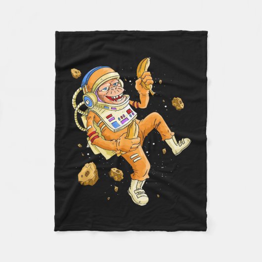 Astronaut Monkey Space Fleece Deken (Voorkant)