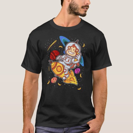 Astronaut Monkey Space Rocket Cute Funny Kids Boys T-shirt (Voorkant)