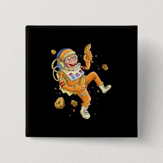 Astronaut Monkey Space Vierkante Button 5,1 Cm (Voorkant)