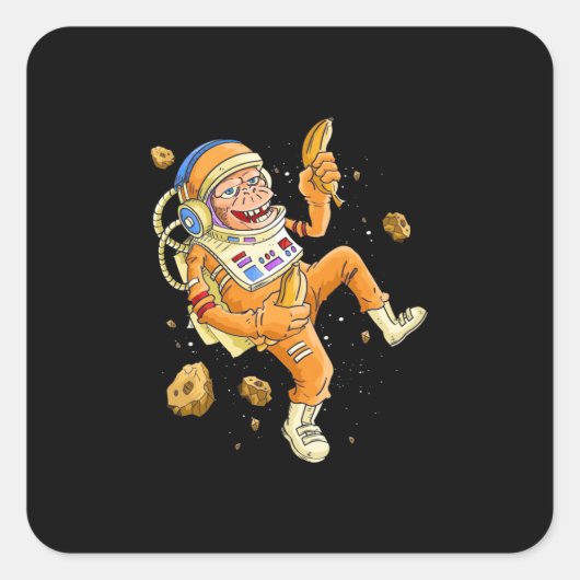 Astronaut Monkey Space Vierkante Sticker (Voorkant)
