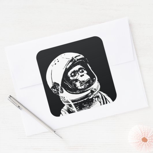 Astronaut Monkey Vierkante Sticker (Envelop)