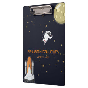 Astronaut Monogram Maan Raket Kinder Kosmische Tre Klembord