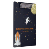 Astronaut Monogram Maan Raket Kinder Kosmische Tre Klembord (Rechts)