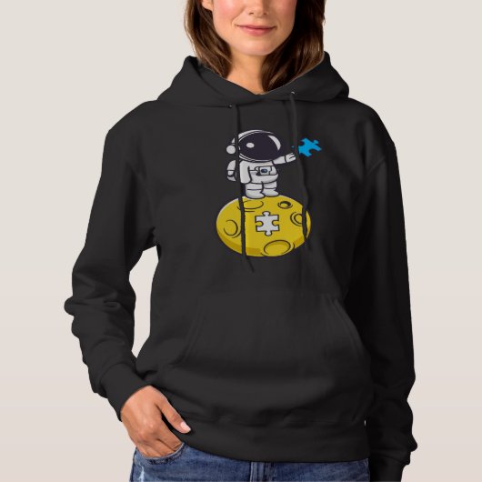 Astronaut Moon Autism Puzzle Autistic Child Autism Hoodie (Voorkant)