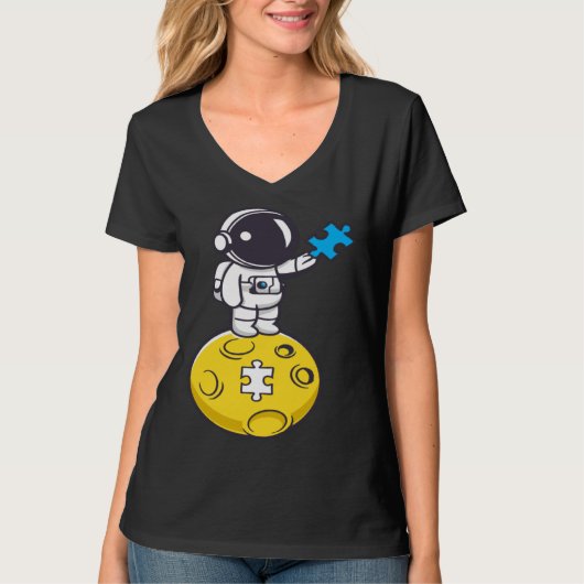 Astronaut Moon Autism Puzzle Autistic Child Autism T-shirt (Voorkant)