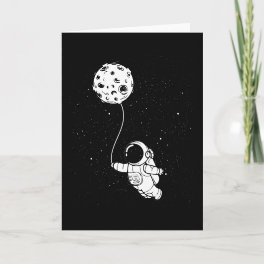 Astronaut Moon Balloon Kaart (Voorkant)