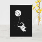 Astronaut Moon Balloon Kaart (Gele Bloem)