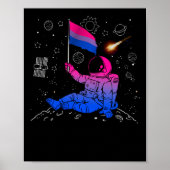 Astronaut Moon Bisexual Flag Space LGBTQ Gay Pride Poster (Voorkant)