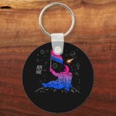 Astronaut Moon Bisexual Flag Space LGBTQ Gay Pride Sleutelhanger (Voorkant)