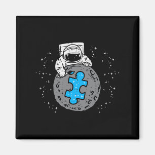 Astronaut Moon Blue Puzzle Piece Autisme Awareness Magneet