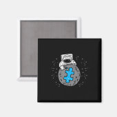 Astronaut Moon Blue Puzzle Piece Autisme Awareness Magneet (Voorkant / Achterkant)