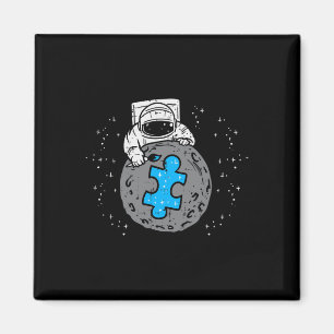 Astronaut Moon Blue Puzzle Piece Autisme Awareness Magneet