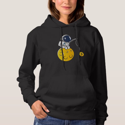 Astronaut Moon Fishing BTC Crypto Cryptocurrency B Hoodie (Voorkant)