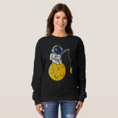Astronaut Moon Fishing BTC Crypto Cryptocurrency B Trui (Voorkant volledig)