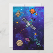 Astronaut & Moon Foto Birthday Party Invitation Kaart (Achterkant)