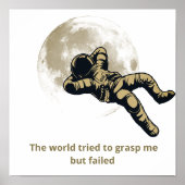 Astronaut Moon Print – Inspirational Space Art wit (Voorkant)
