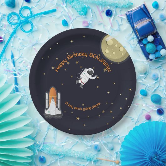 Astronaut Moon Rocket Kinder Solar System Fun Papieren Bordje (Feest)