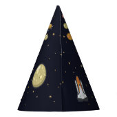 Astronaut Moon Rocket Monogram Kinder Zonnestelsel Feesthoedjes (Achterkant)