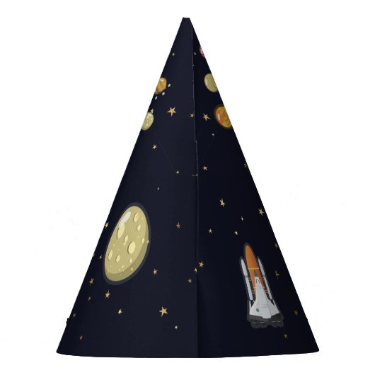 Astronaut Moon Rocket Monogram Kinder Zonnestelsel Feesthoedjes (Achterkant)