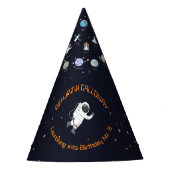 Astronaut Moon Rocket Monogram Kinder Zonnestelsel Feesthoedjes (Voorkant)