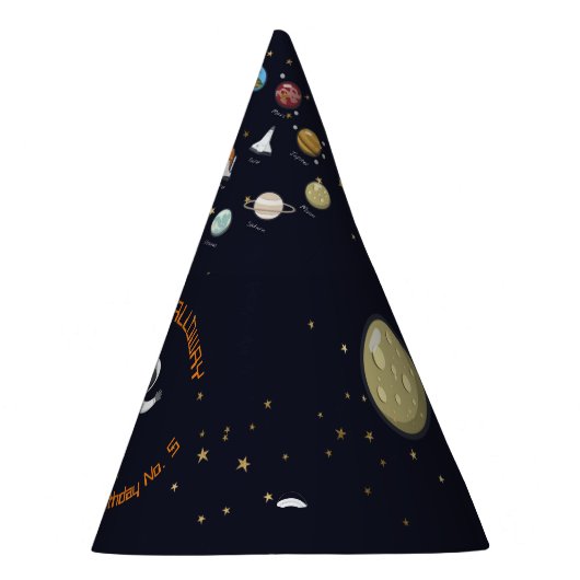 Astronaut Moon Rocket Monogram Kinder Zonnestelsel Feesthoedjes (Rechts)