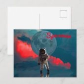 Astronaut Moon Spaceman Briefkaart (Voorkant / Achterkant)