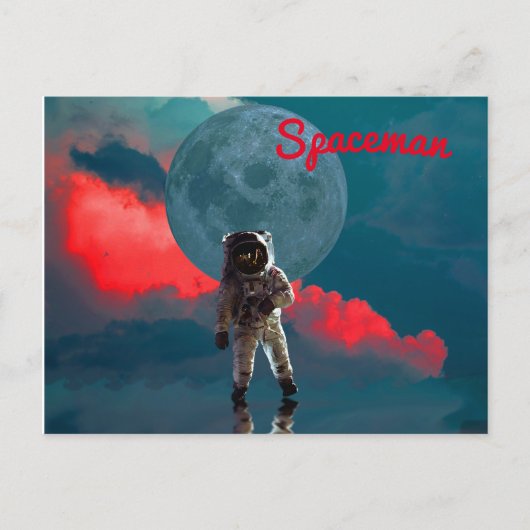 Astronaut Moon Spaceman Briefkaart (Voorkant)