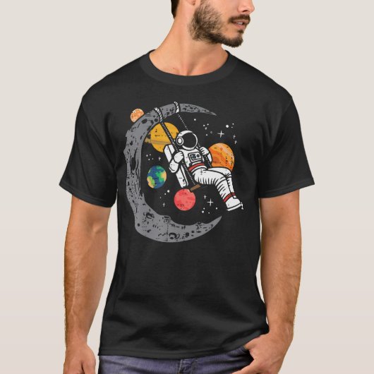 Astronaut Moon Swing Planets Space Galaxy Vrouwen  T-shirt (Voorkant)