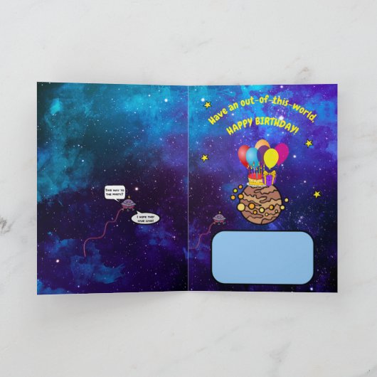 Astronaut & Moon Verjaardag Kaart (Binnen)