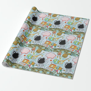 Astronaut Moon Walk Birthday Party Theme Cadeaupapier