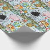 Astronaut Moon Walk Birthday Party Theme Cadeaupapier (Hoek)