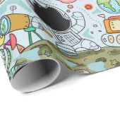 Astronaut Moon Walk Birthday Party Theme Cadeaupapier (Rol Hoek)