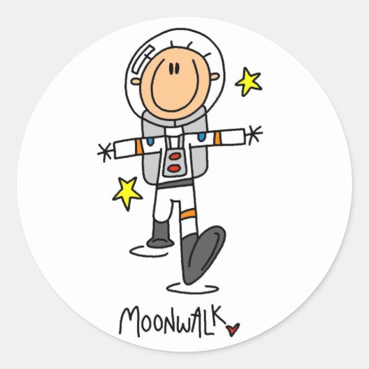 Astronaut Moonwalk Tshirts en geschenken Ronde Sticker (Voorkant)