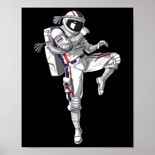 Astronaut Muay Thai Boksen Karate Kickboksen Marti Poster (Voorkant)