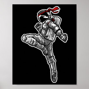 Astronaut Muay Thai Boksen Karate Kickboksen Poster