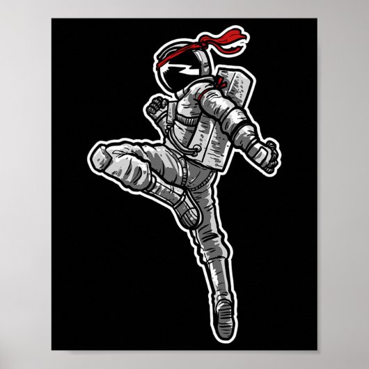 Astronaut Muay Thai Boksen Karate Kickboksen Poster (Voorkant)