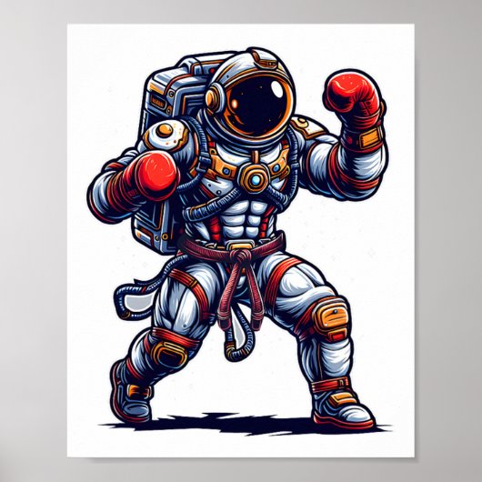 Astronaut Muay Thai Boxing Karate Kickboxing Marti Poster (Voorkant)