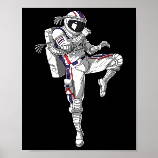 Astronaut Muay Thai Boxing Karate Kickboxing Marti Poster (Voorkant)