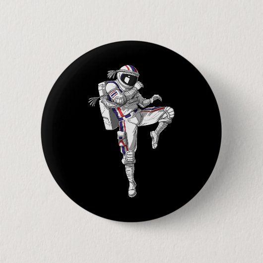 Astronaut Muay Thai Boxing Karate Kickboxing Marti Ronde Button 5,7 Cm (Voorkant)