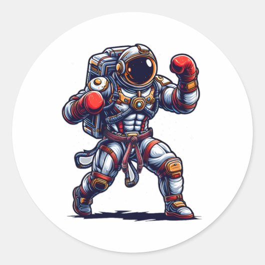 Astronaut Muay Thai Boxing Karate Kickboxing Marti Ronde Sticker (Voorkant)