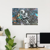Astronaut Mural in Astoria Queens New York Poster (Thuiskantoor)