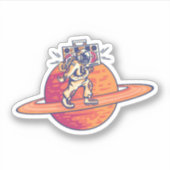Astronaut Music Lover met Boombox Sticker (Voorkant)