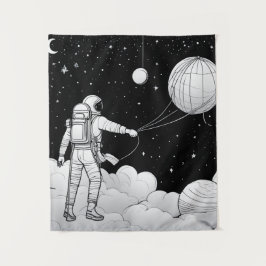 Astronaut Muurschildering Monochroom | Kunst aan d Wandkleed