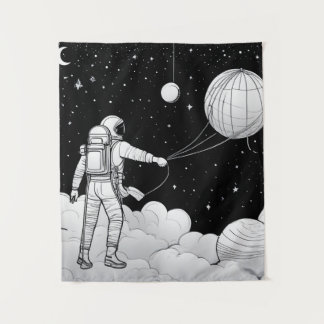 Astronaut Muurschildering Monochroom | Kunst aan d Wandkleed